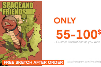 create cartoon vector illustration for t shirt design