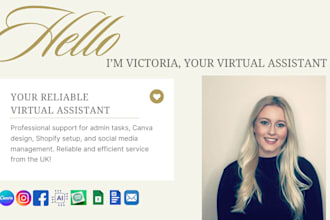 virtual assistant for admin, canva, shopify, social media support and more