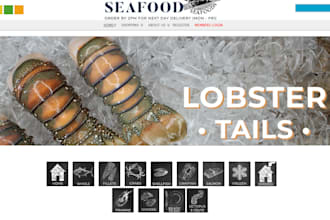 design seafood website shrimp crab salmon cod tilapia seafood shopify store