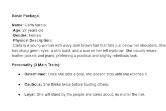 create your original character for stories, roleplay etc