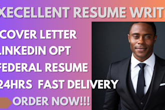 write you excellent resume, cover letter, federal resume, linkedin opt
