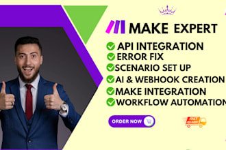 set up make com automation with made com, zapier, integromat