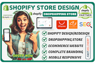 build shopify store design, create shopify website, shopify dropshipping store