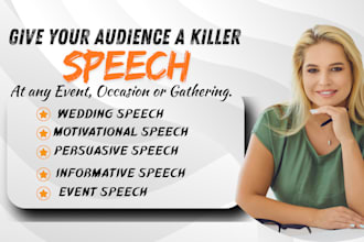 write powerful motivational, wedding speeches tailored for any occasion