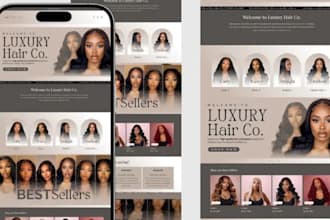 create hair extensioon website, spa website, salon website, shopify store