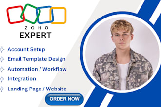 setup zoho one, zoho email campaigns, zoho sites design, marketing automation