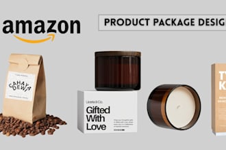 custom amazon package design, branding  3d mockups
