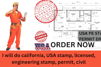 do california, USA stamp, licensed, engineering  stamp, permit, civil
