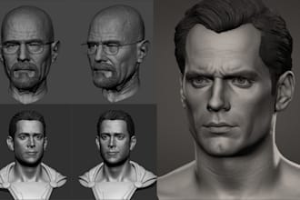 realistic 3d head model in zbrush face sculpt bust modeling stl file 3d printing