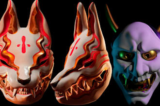sculpt 3d cosplay mask oni mask vintage mask 3d helmet 3d armor for 3d printing