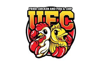 design fried chicken fish chips restaurant logo