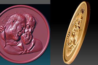 sculpt custom printable 3d coin model cnc relief 3d pendant stl file in zbrush