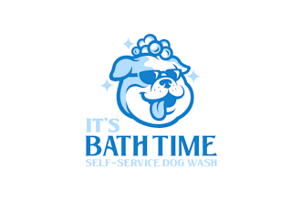 design a fun creative modern dog wash business logo