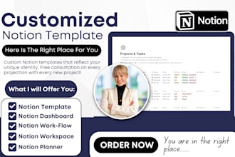 be your notion template expert, notion dashboard workspace, planner and workflow