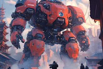 design a robots and concept art of futuristic mecha
