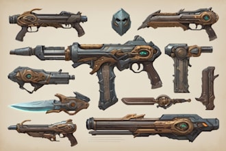 design creative concept art of weapons and items