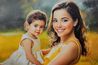 draw realistic your portrait into digital oil painting