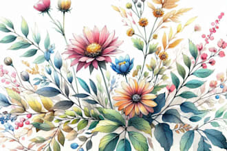 draw beautiful botanic flower floral watercolor illustration