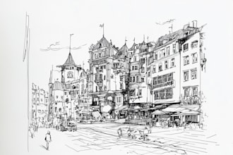 draw an amazing amazingand urban design sketch