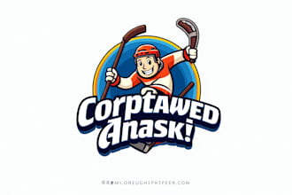 do wonderful hockey character mascot logo design
