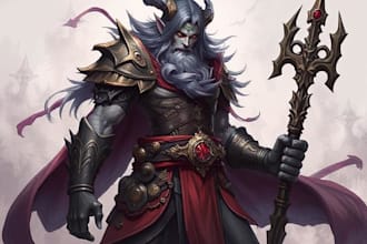 make a fantasy character design use d and d illustration