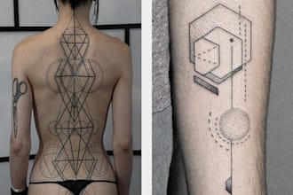 make line art, monoline geometric, minimalist tattoo design