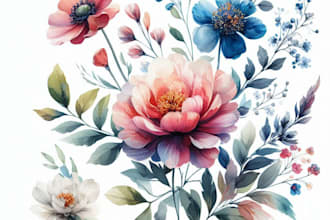 make watercolor botanical illustration of flowers, plants