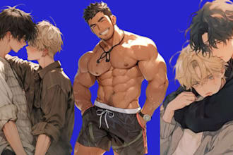 draw muscled gay bara nsfw sfw furry yaoi oc comic character anime couple