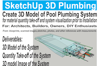 create sketchup 3d model of swimming pool plumbing system