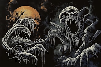 do awesome artwork for dark art, horror, creepy illustration