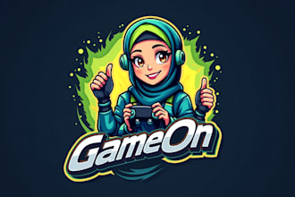 do gamer muslim girl esport mascot logo design