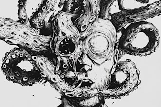 draw simple black and white illustration