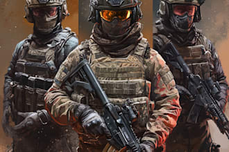 draw detailed military characters for you