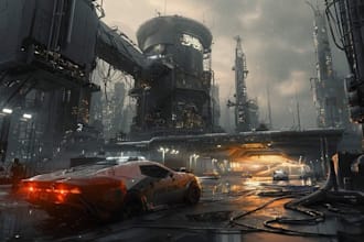 design cyberpunk futuristic city style art for any project
