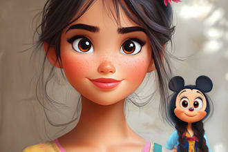 make disney cartoon character logo and friendship portrait