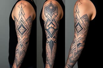 create sleeve tattoo design in geometric style