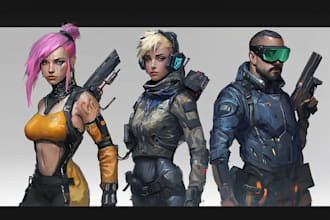 create splash graphics for fantasy and cyberpunk characters
