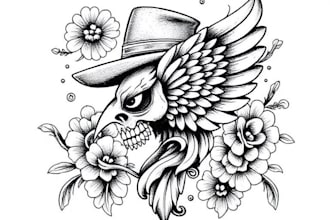 draw custom american traditional tattoo design for you