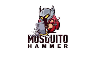design a powerful mosquito hammer logo
