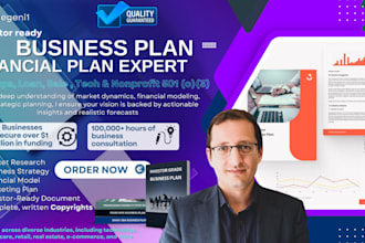 write an investor ready business plan for startups, businesses, marketing plan