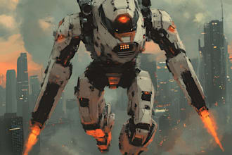 design mecha robots and pilots cyberpunk concept art