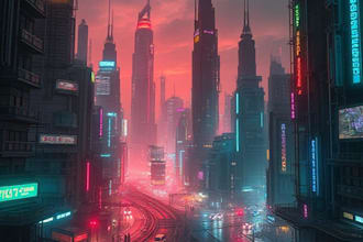 design cyberpunk futuristic city style art for any project
