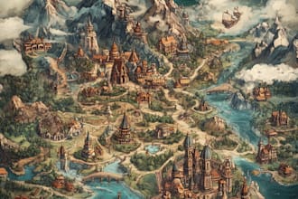 make fantasy map illustration for dnd, novels and games