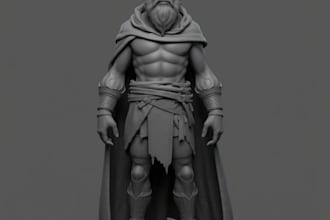 sculpt 3d human figurine model character model, game character for 3d printing