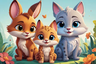 draw cute cartoon or animal illustration