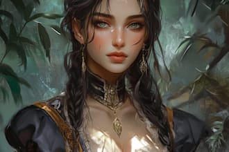 draw pathfinder group, and fantasy characters illustration