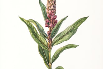 create botanical illustration of flowers, plants, and fruits