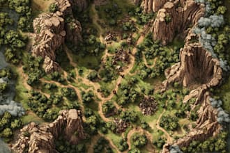 do fantasy map with parchment style for storybook