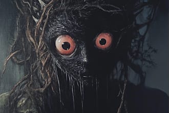 create a dark art illustration for album covers and more