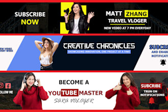 deign modern youtube banner and facebook cover art